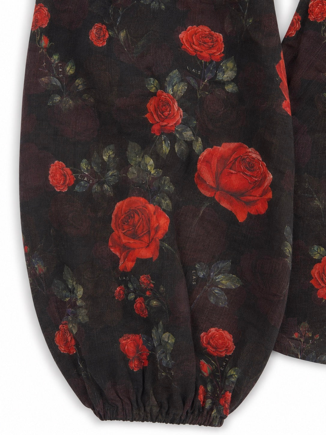 'I HEART NYC' ROSE PRINT LACE UP BLOUSE BLACK