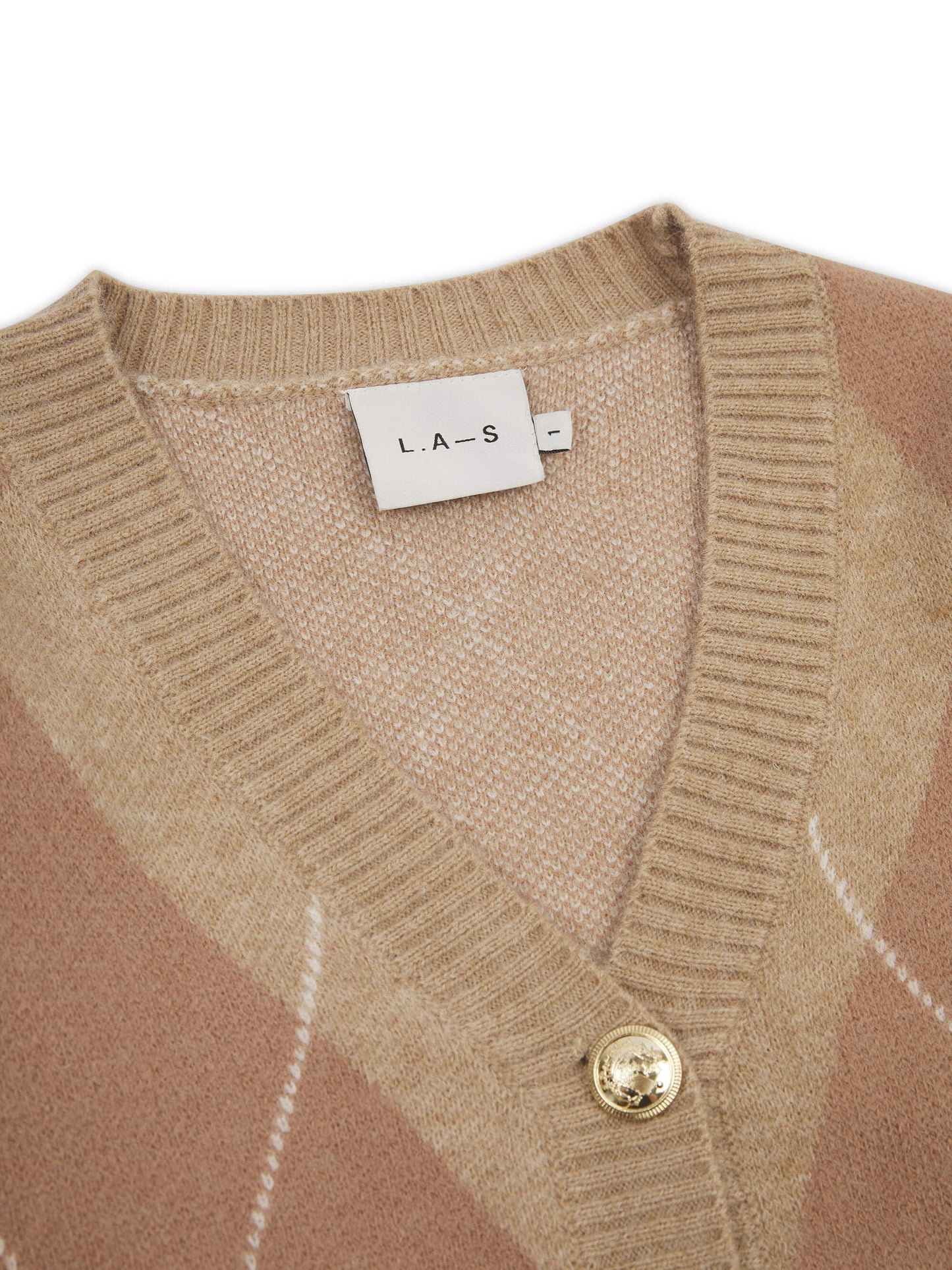 ‘PICTURE PERFECT’ ARGYLE DIAMOND KNIT CARDIGAN CAMEL