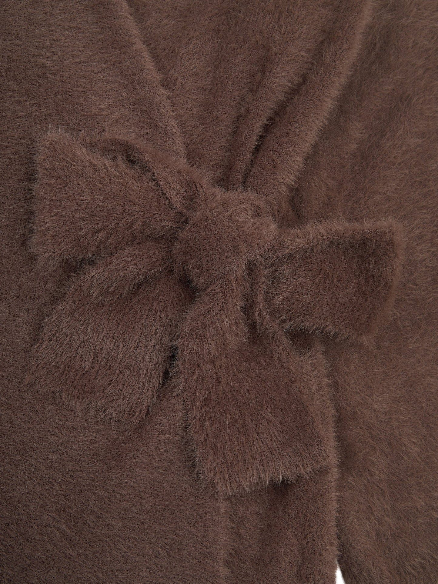 ‘POESY’ EYELASH KNITTED BALLERINA WRAP CARDIGAN BROWN