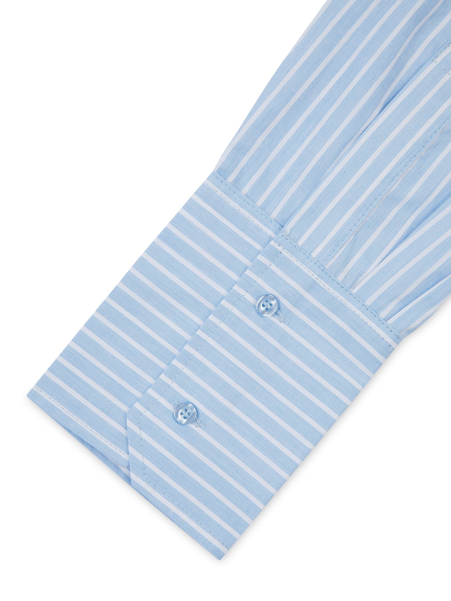 ‘EASY DOES IT’ STRIPE COTTON BOX PLEAT SHIRT BLUE