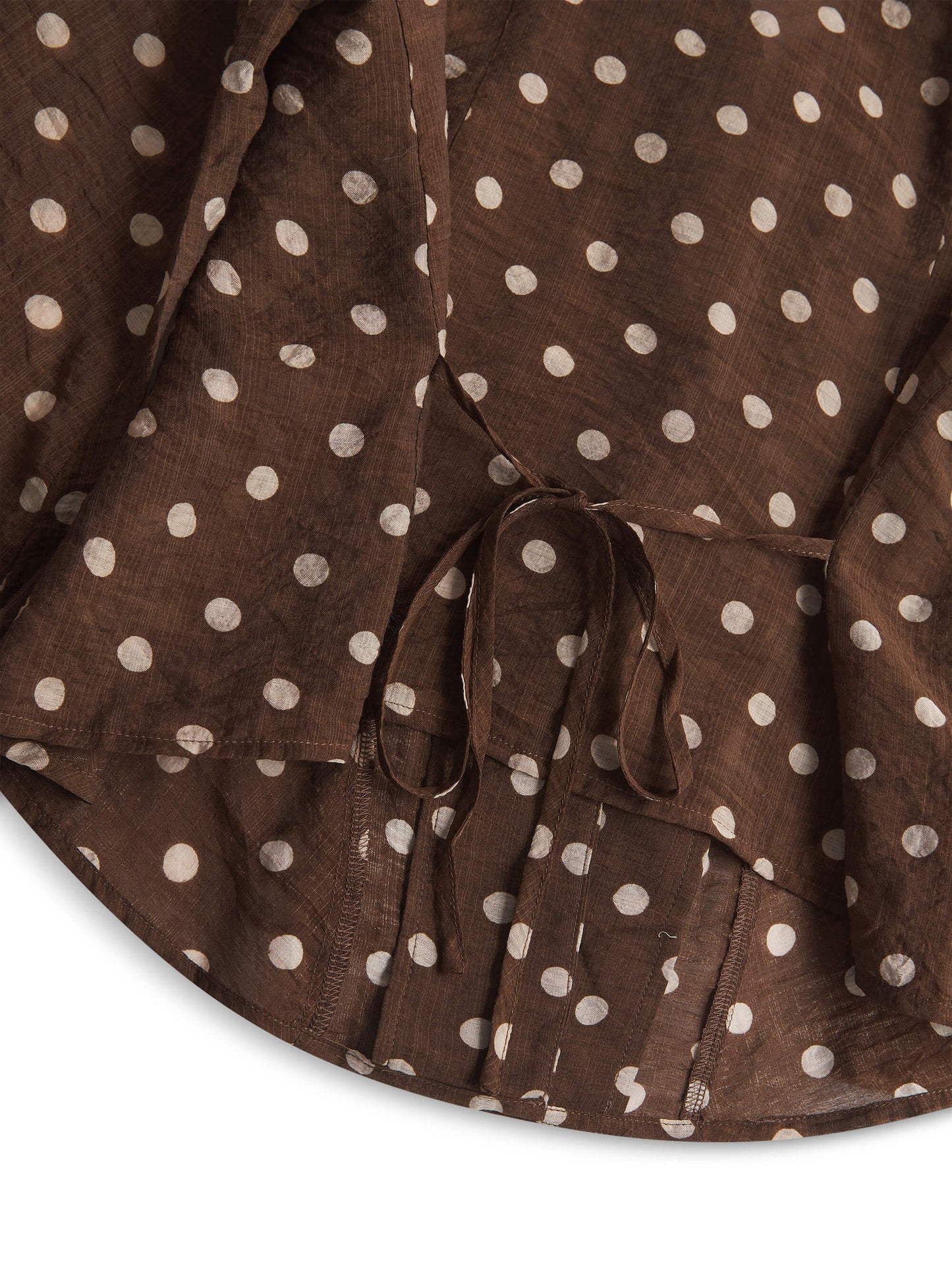 'VIVIAN' POLKA DOT LACE UP BLOUSE BROWN