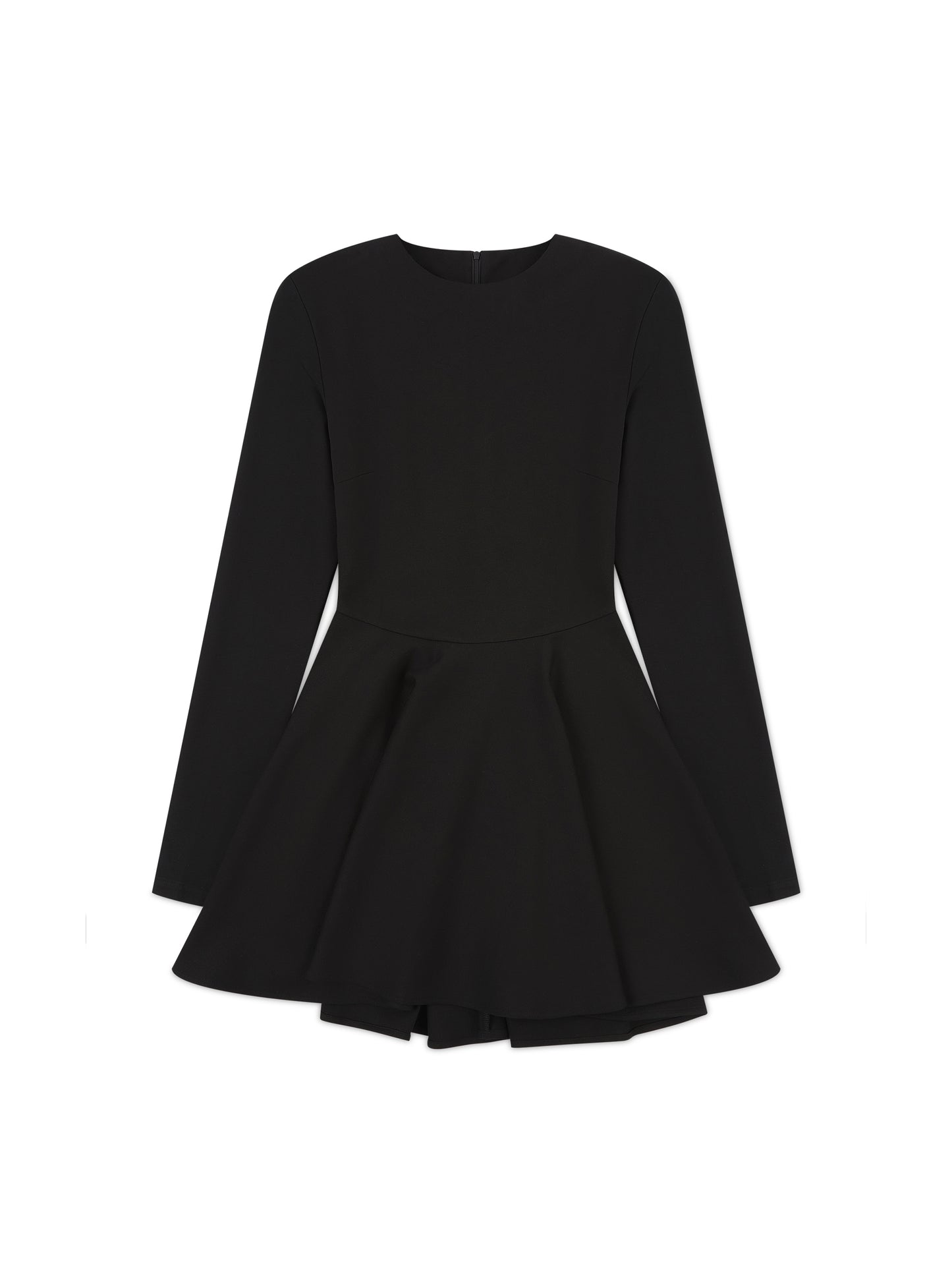 ‘ANTONIA’ LONG SLEEVE STRUCTURED SHOULDER MINI DRESS BLACK