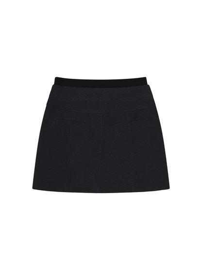 'SIENNA' FAUX LEATHER CARGO MINI SKIRT BLACK