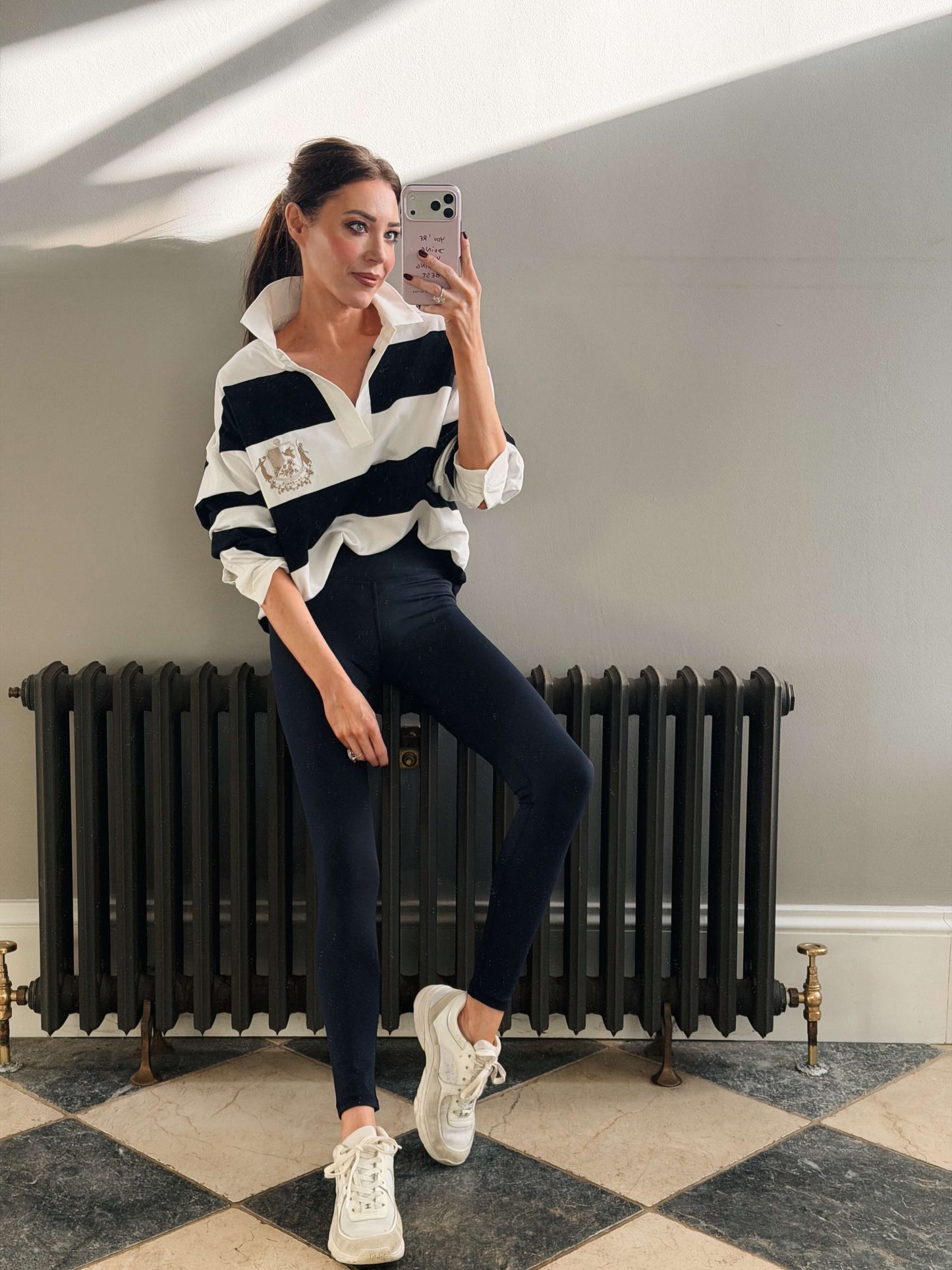 'CLEMENCE' VARSITY STRIPED RUGBY TOP NAVY