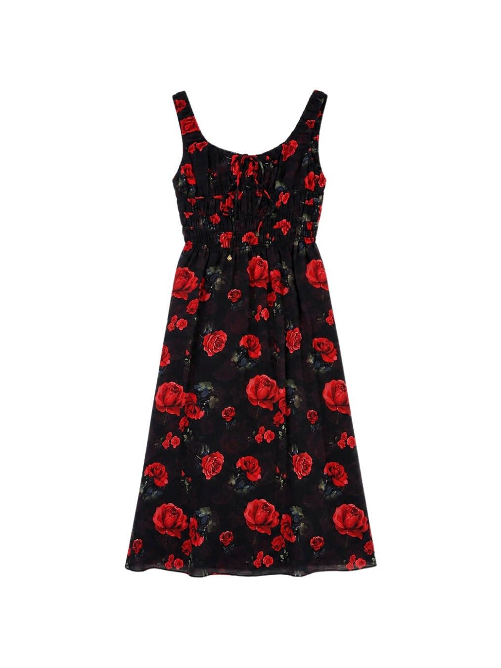 red and black midi dress Ariana Asymmetric Neckline Girl In Mind ethereal silhouette Beatrix Long Sleeved Midi Dress