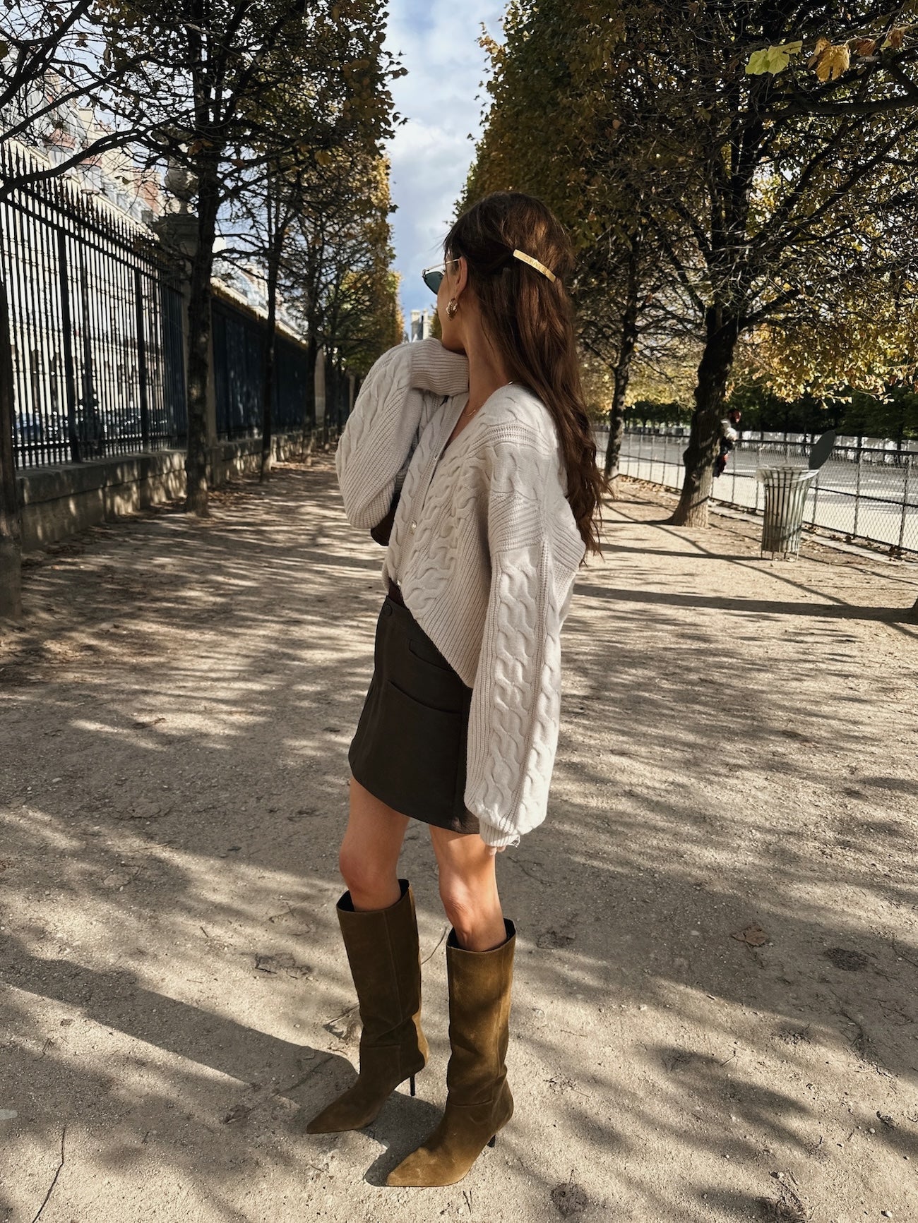 'MAISIE' CABLE KNIT CARDIGAN OAT BEIGE