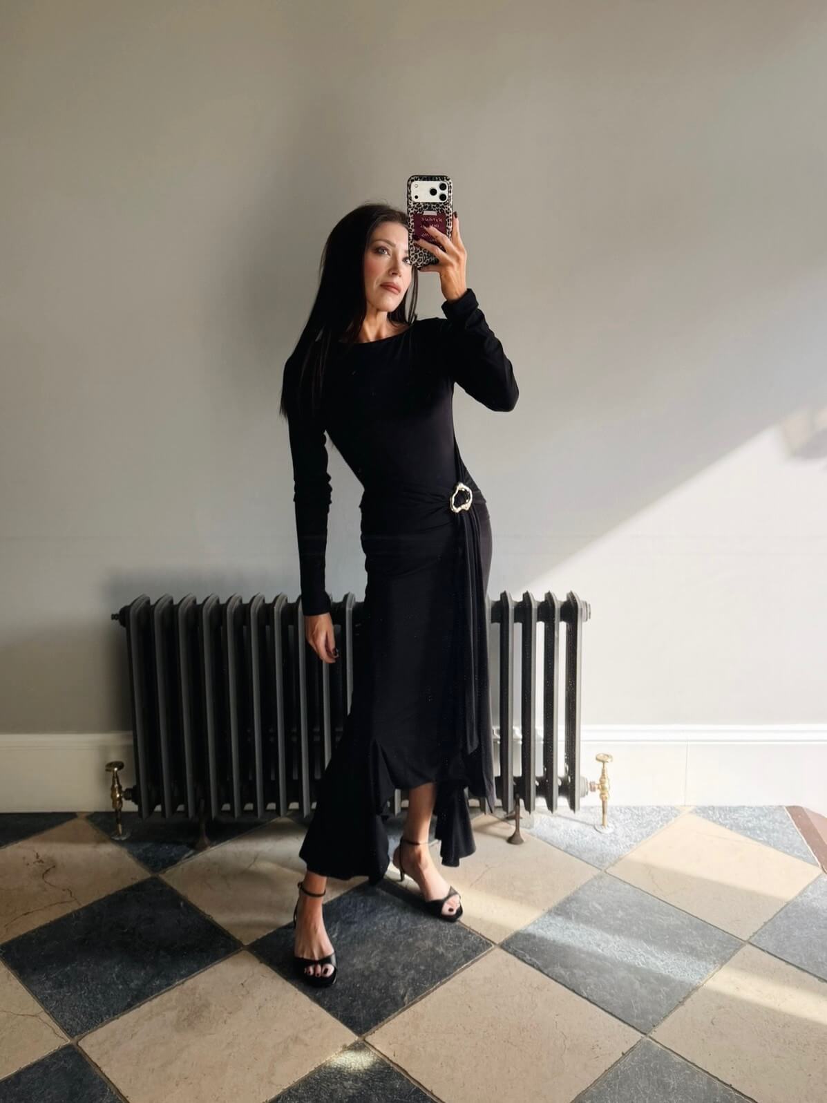 'DEAR JOHN' VOLUME HEM MIDI SKIRT BLACK