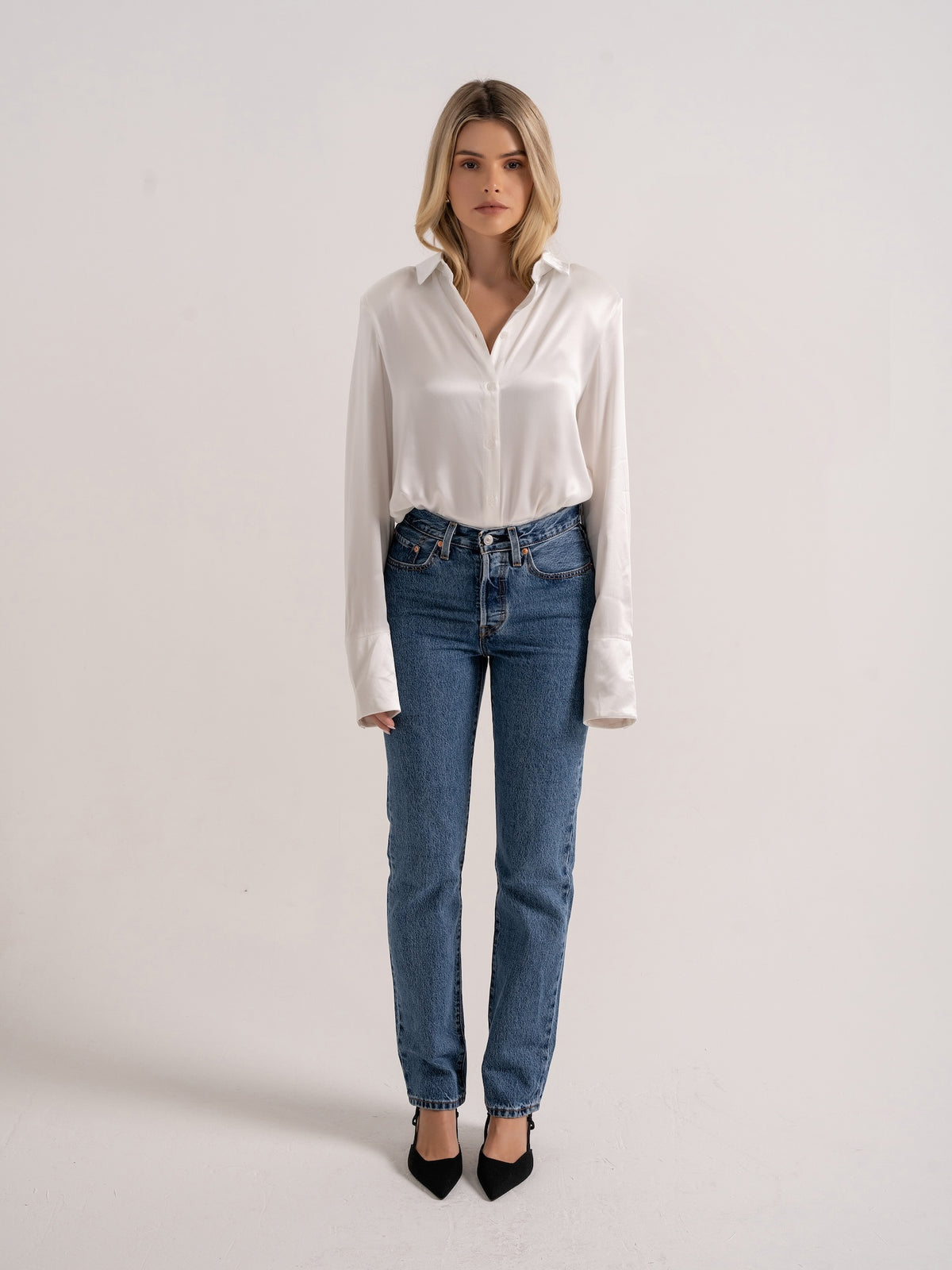 ‘LADY’ PERFECT FIT FLUID BLOUSE IVORY