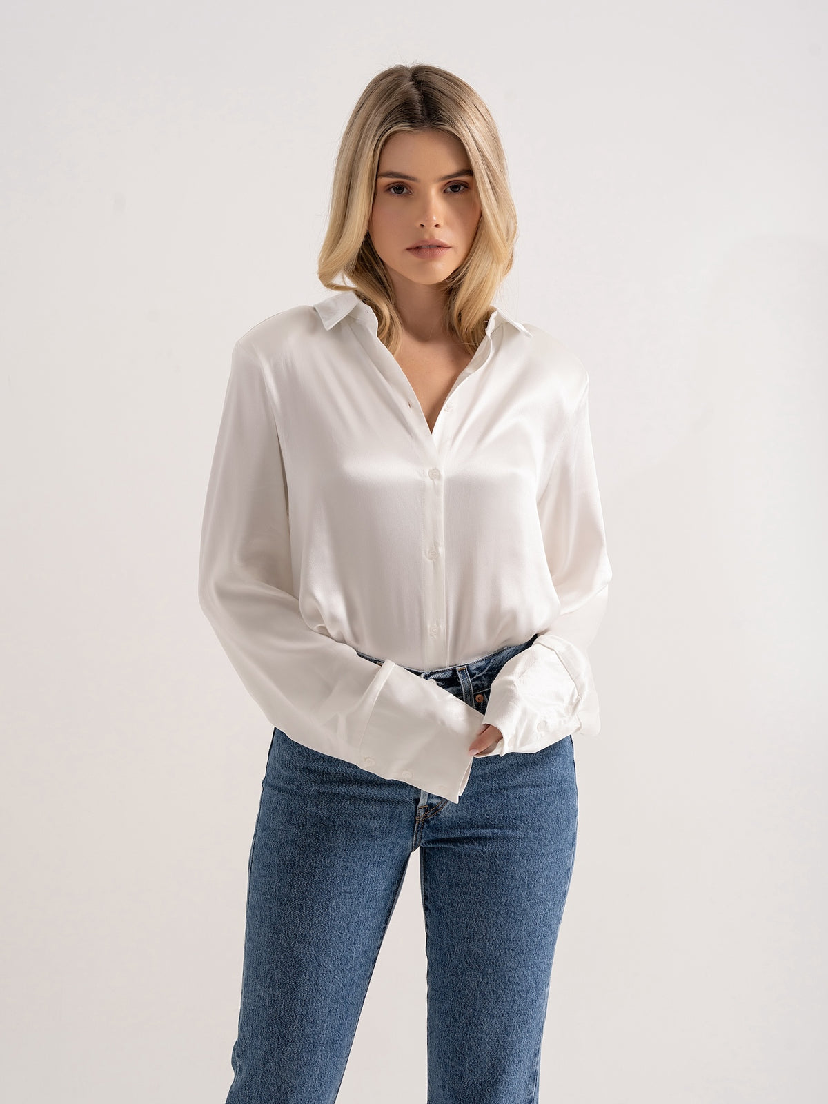 ‘LADY’ PERFECT FIT FLUID BLOUSE IVORY