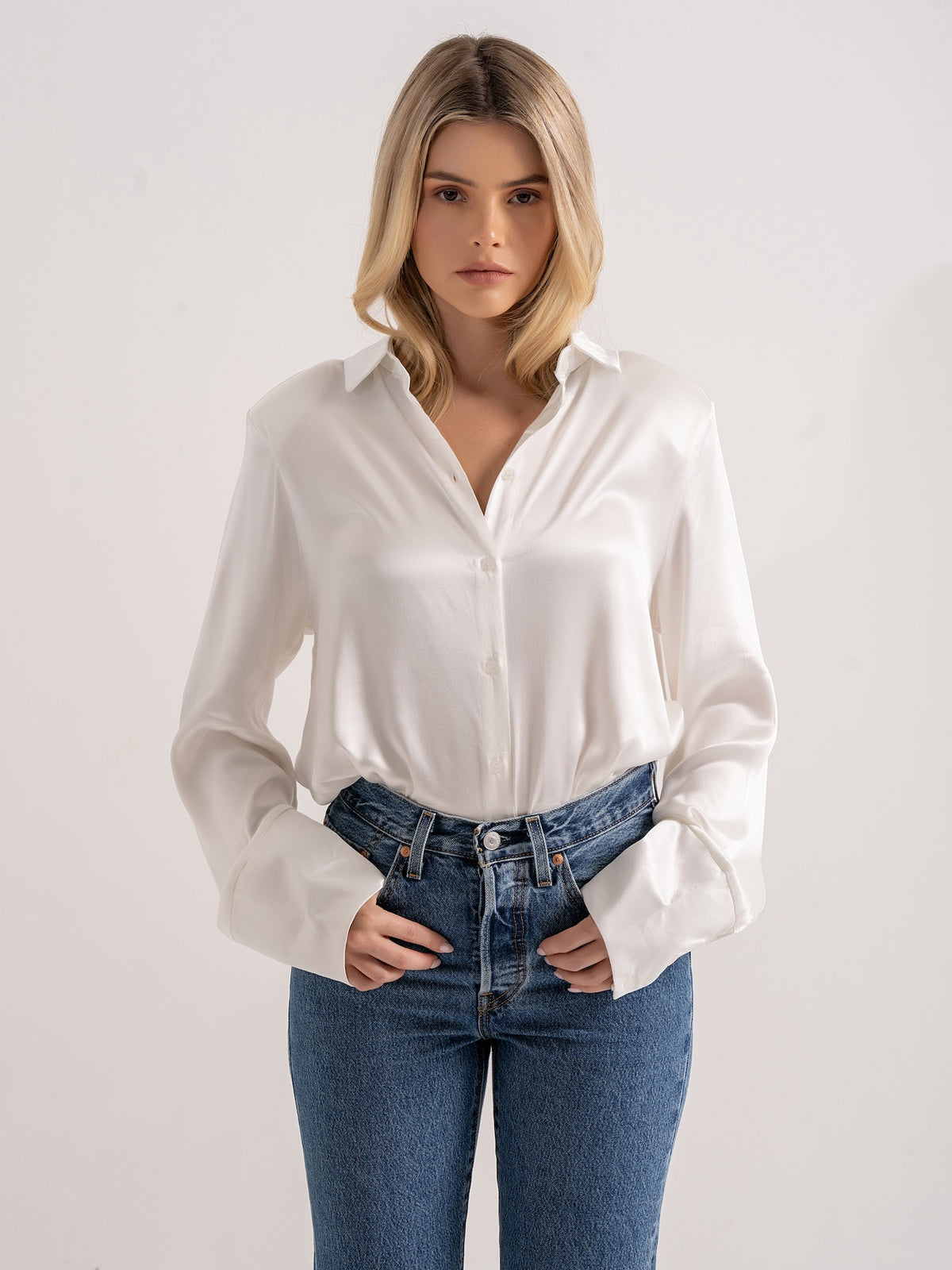 ‘LADY’ PERFECT FIT FLUID BLOUSE IVORY