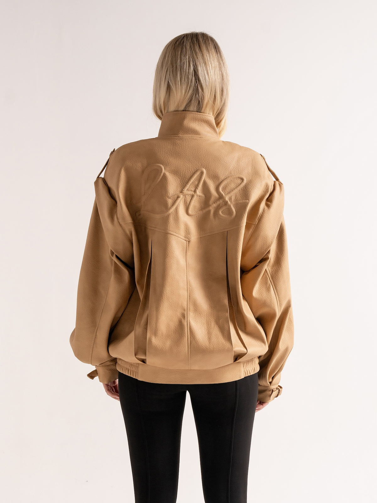 'SIENNA' FAUX LEATHER OVERSIZED MULTI WAY JACKET CAMEL