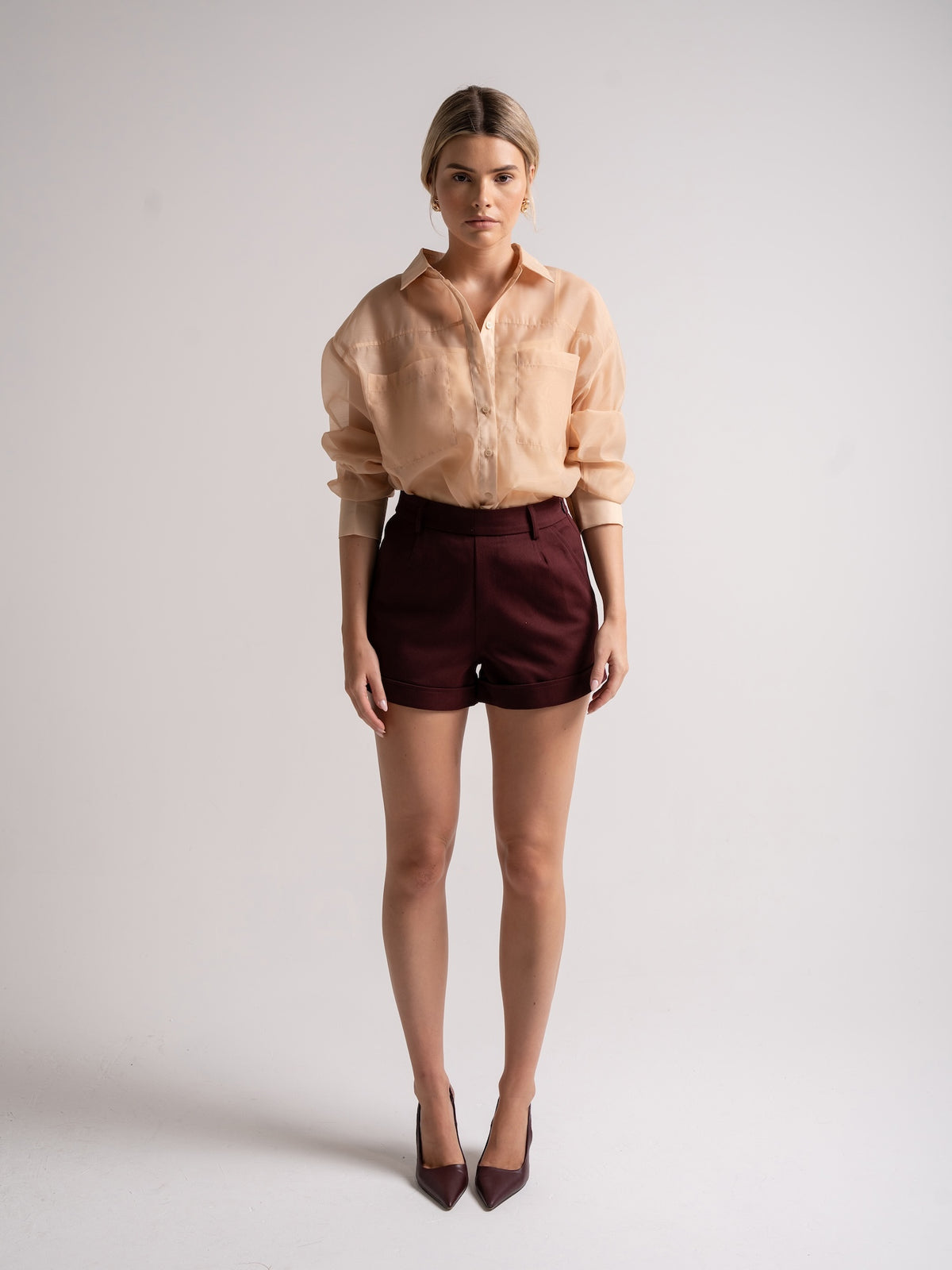 ORGANZA OVERSIZED SHIRT CAMEL