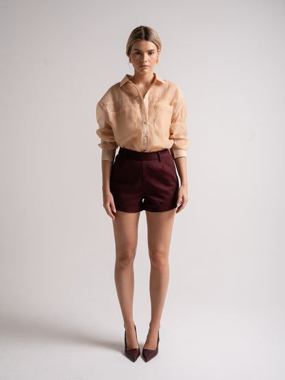 ORGANZA OVERSIZED SHIRT CAMEL
