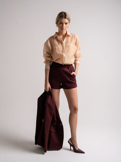 ORGANZA OVERSIZED SHIRT CAMEL