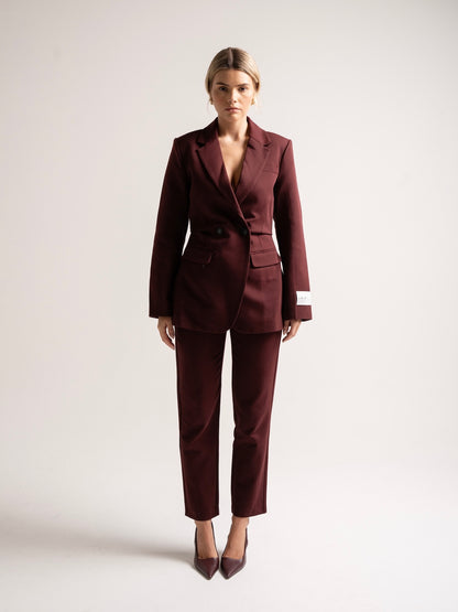 'ASTON' STRUCTURED HOURGLASS CINCHED WAIST BLAZER BURGUNDY