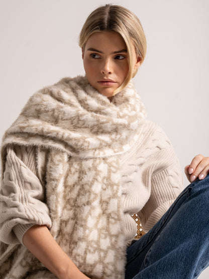 'SO LORNA' L.A-S JACQUARD KNITTED SCARF CREAM