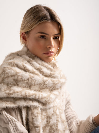 'SO LORNA' L.A-S JACQUARD KNITTED SCARF CREAM