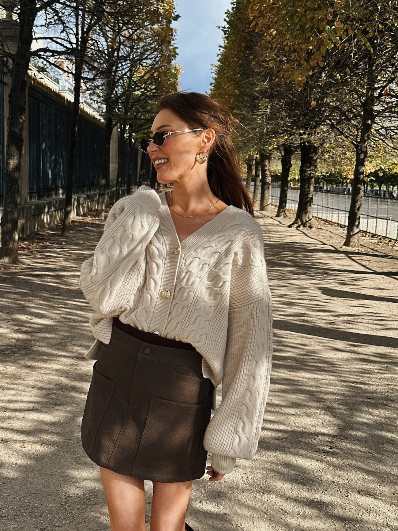 'MAISIE' CABLE KNIT CARDIGAN OAT BEIGE