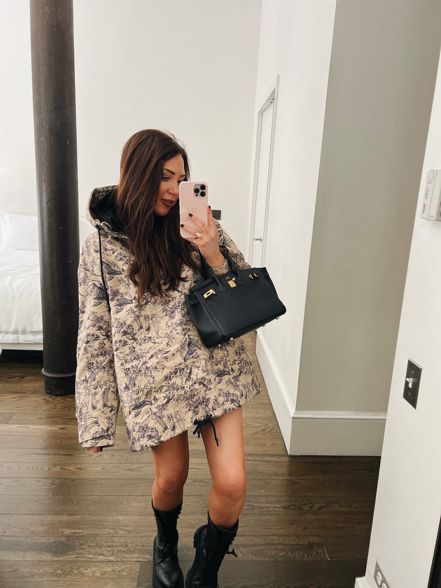 'VERMONT' OVERSIZED SIGNATURE PRINTED HOODED ANORAK