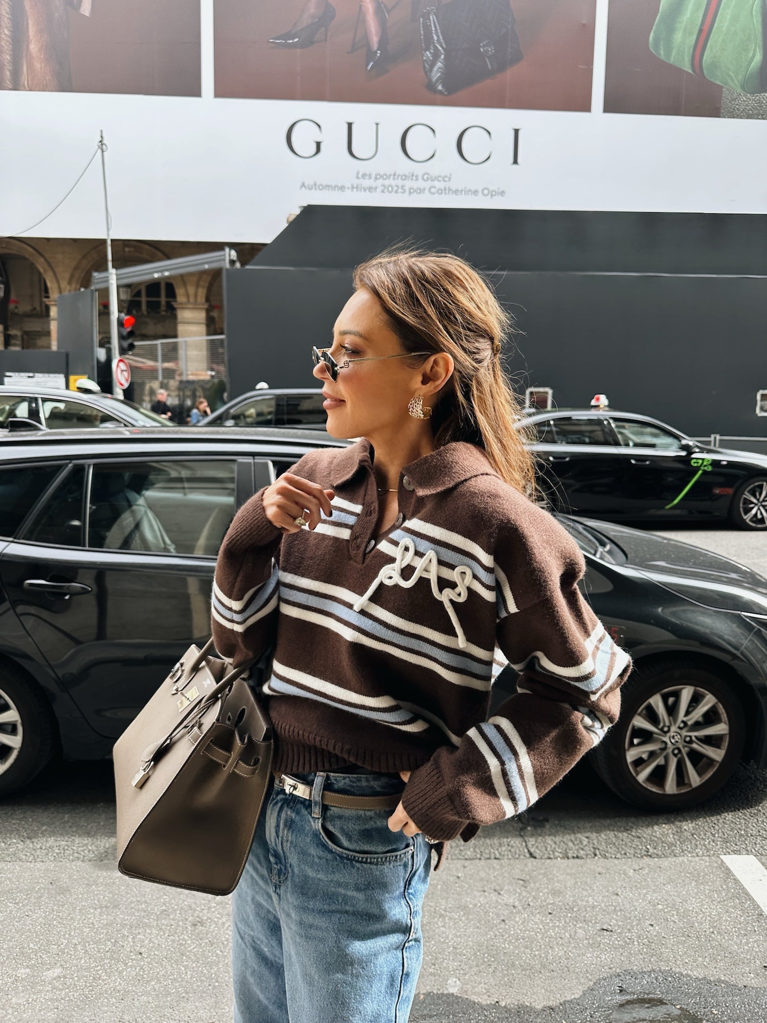 'SUKI' LAS KNITTED RUGBY TOP BROWN MULTI