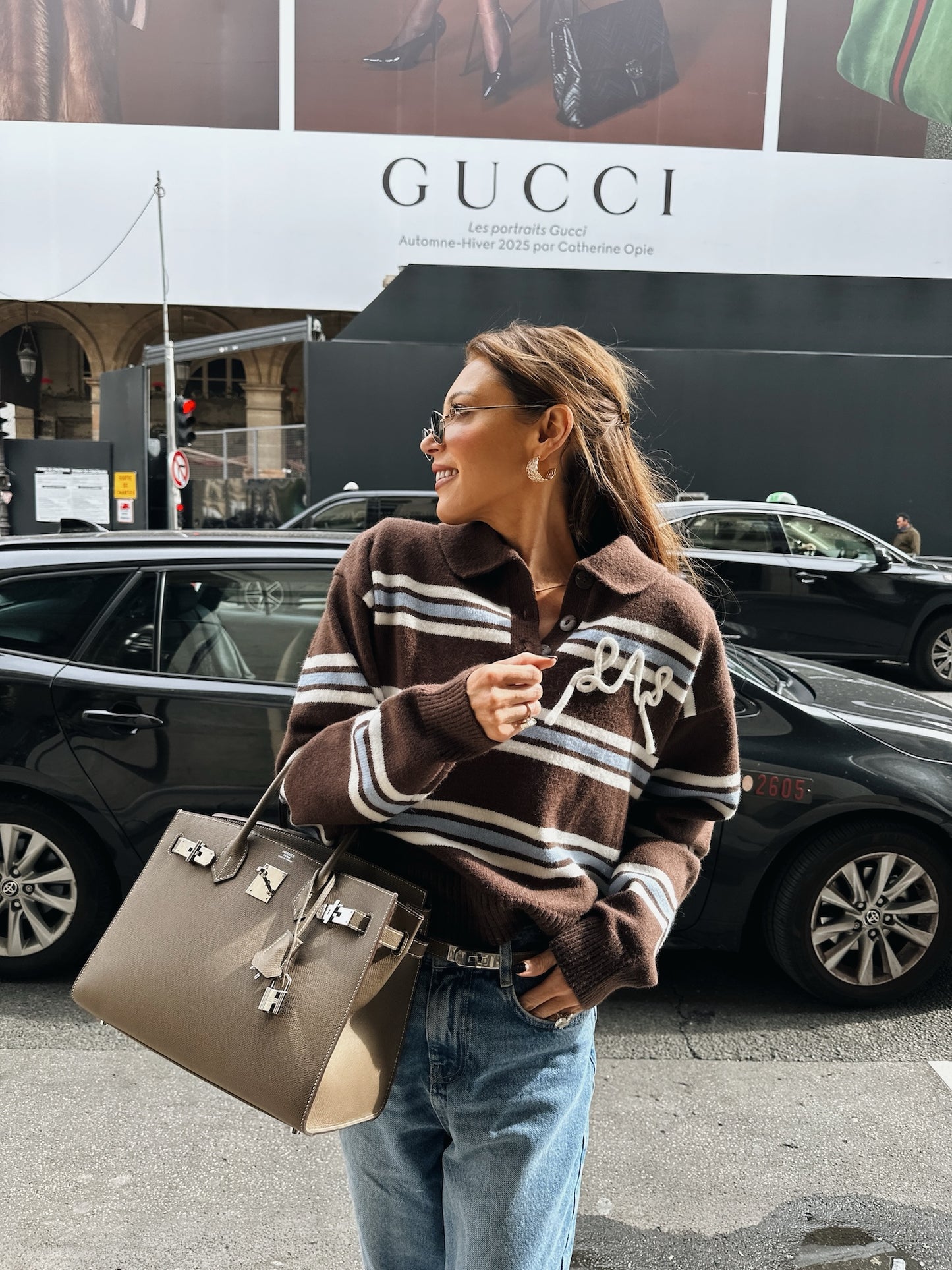 'SUKI' LAS KNITTED RUGBY TOP BROWN MULTI