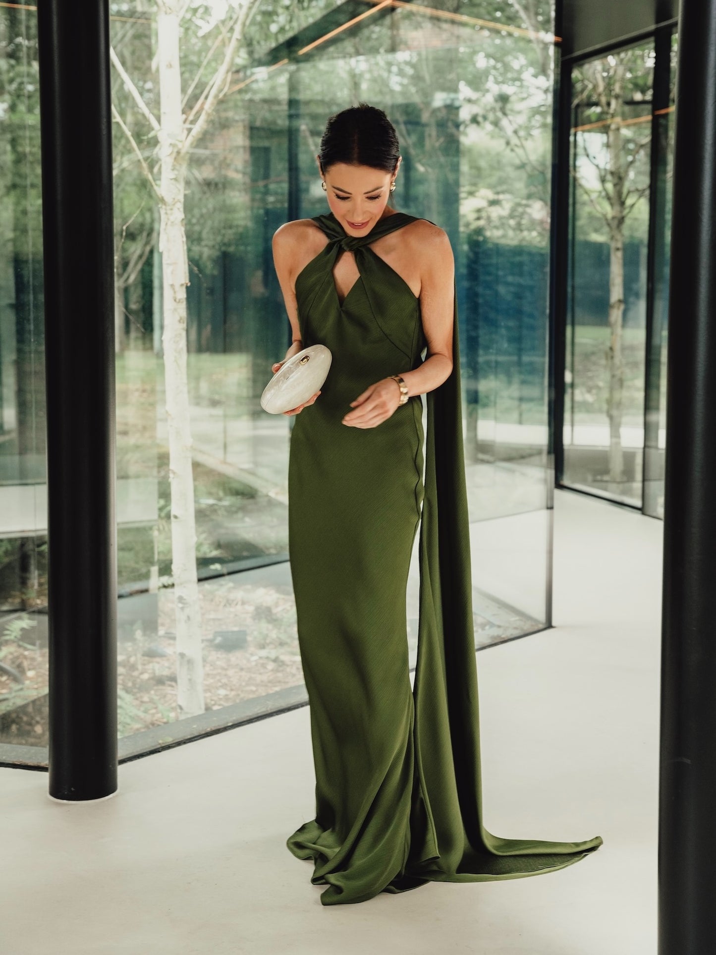 ***PRE-ORDER*** 'ATONEMENT' SCARF DETAIL LONGLINE MAXI DRESS OLIVE