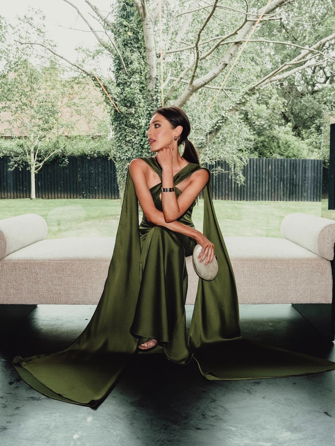 ***PRE-ORDER*** 'ATONEMENT' SCARF DETAIL LONGLINE MAXI DRESS OLIVE