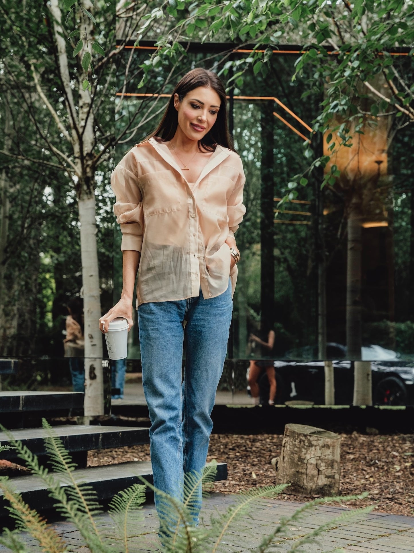 ORGANZA OVERSIZED SHIRT CAMEL