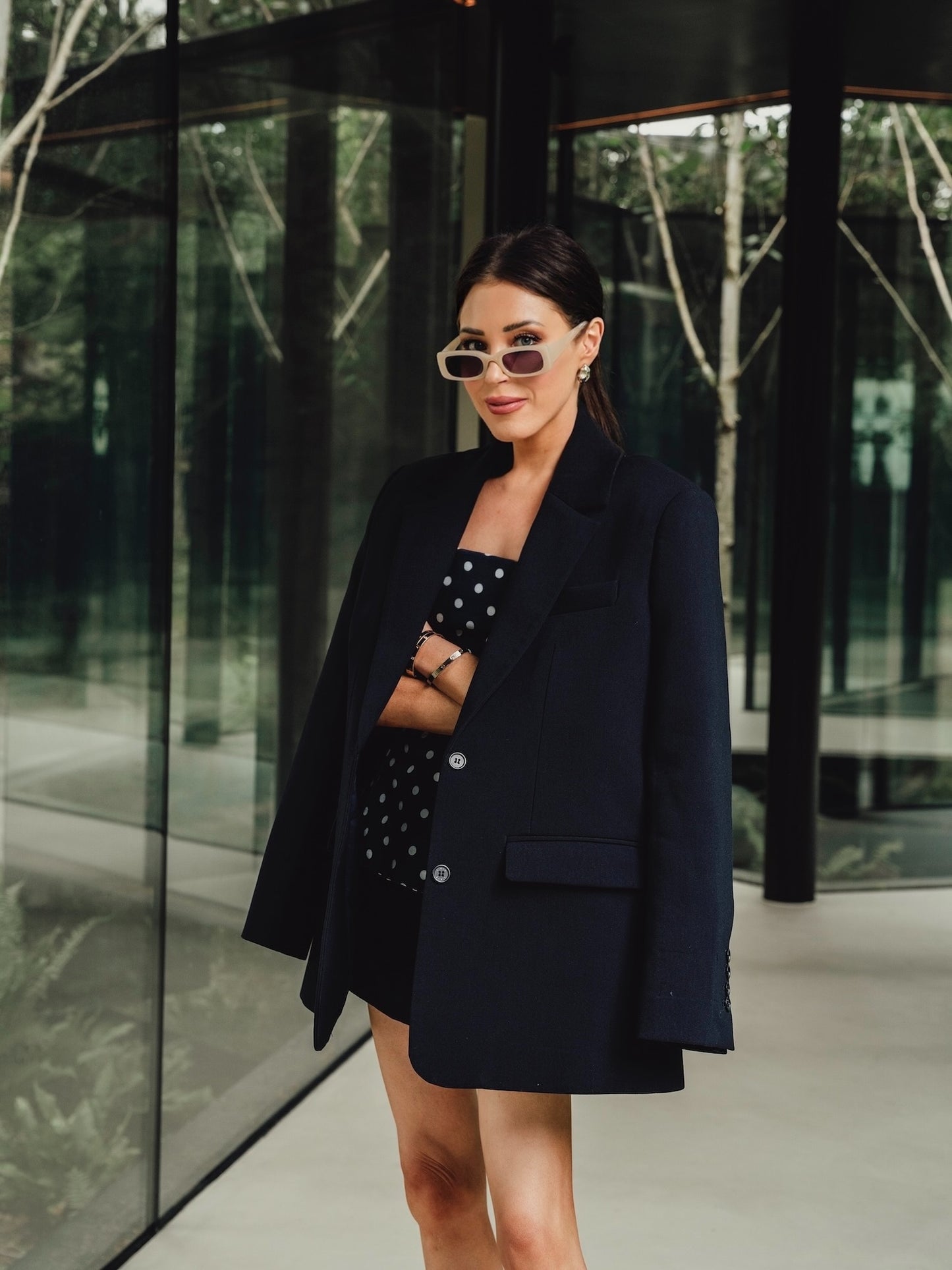 'BEAU' OVERSIZED SINGLE BREAST BLAZER NAVY