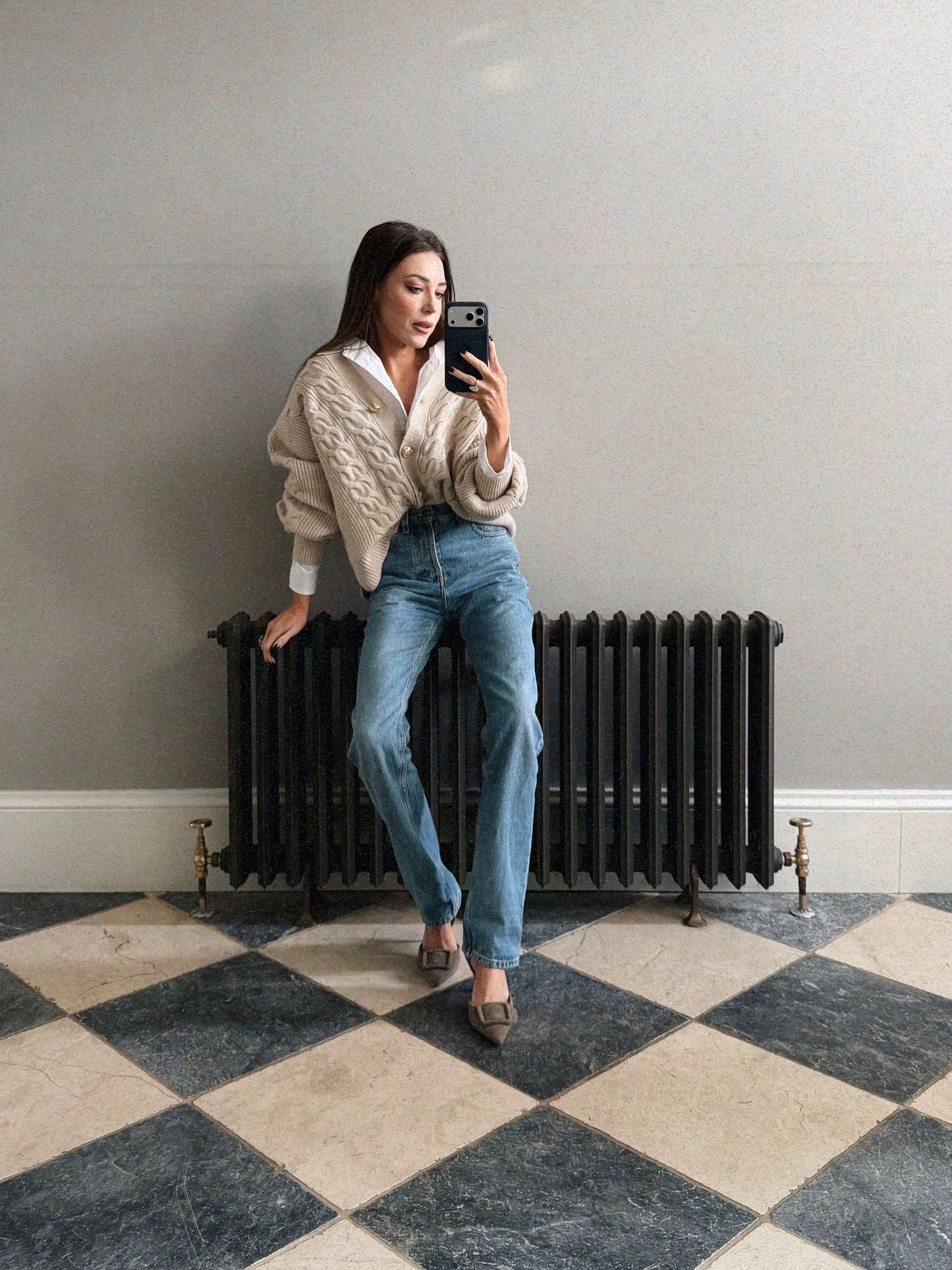 'MAISIE' CABLE KNIT MULTIWAY WEAR CARDIGAN OAT BEIGE