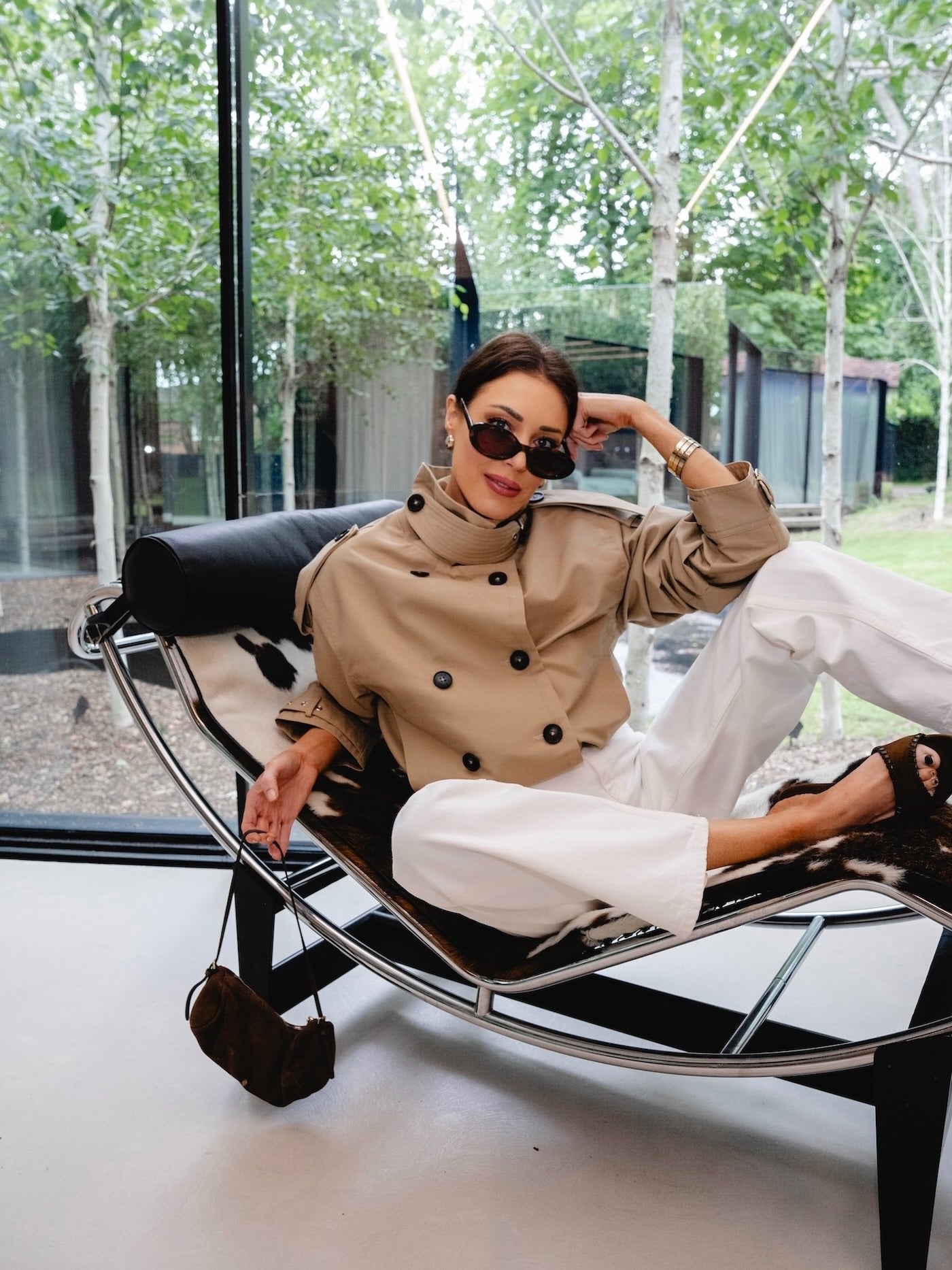 ‘VERSAILLES' SIGNATURE BOXY FIT CROPPED TRENCH JACKET CAMEL