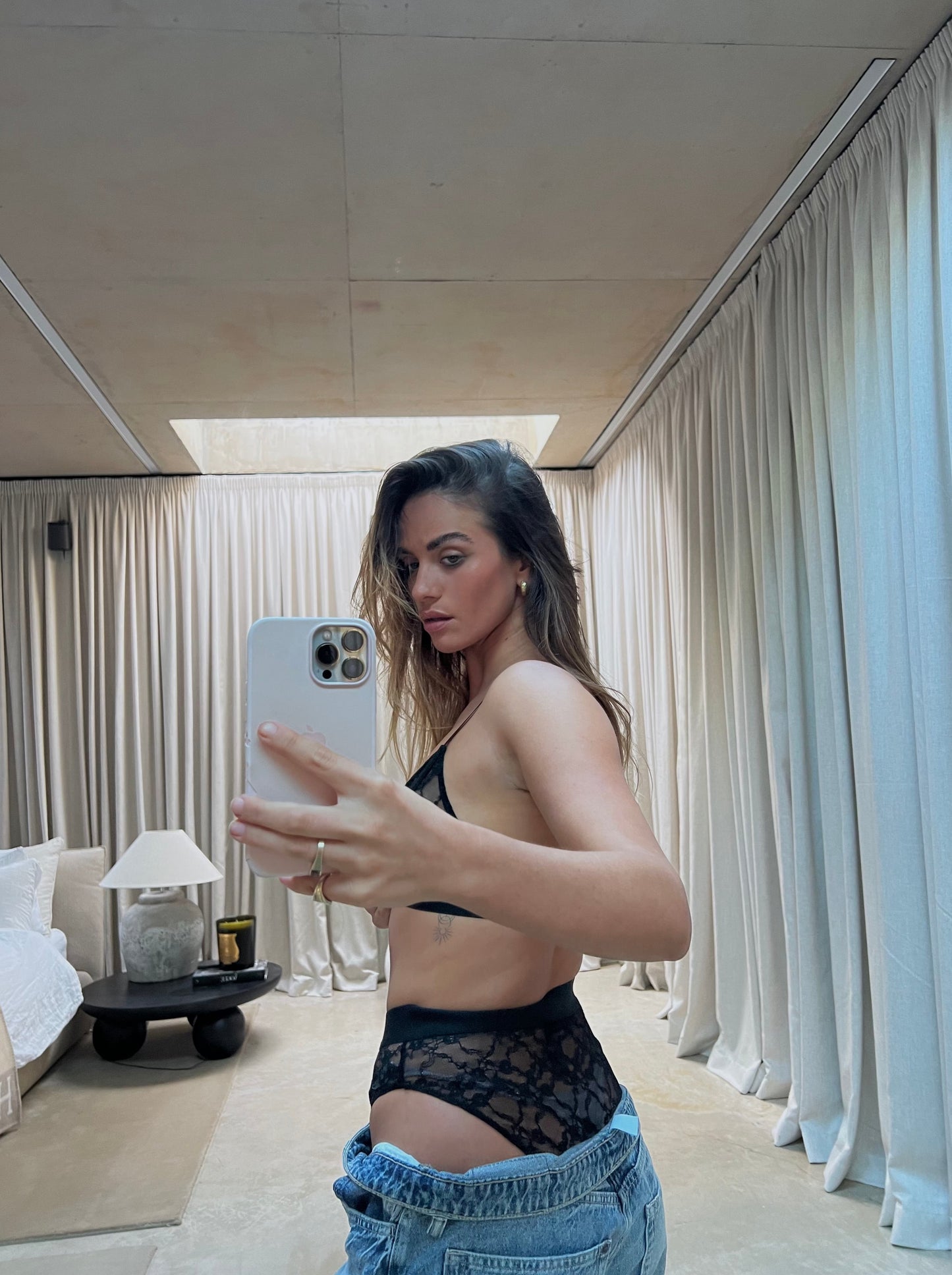 'MONROE' L.A-S LACE HIGH LEG BRIEF BLACK