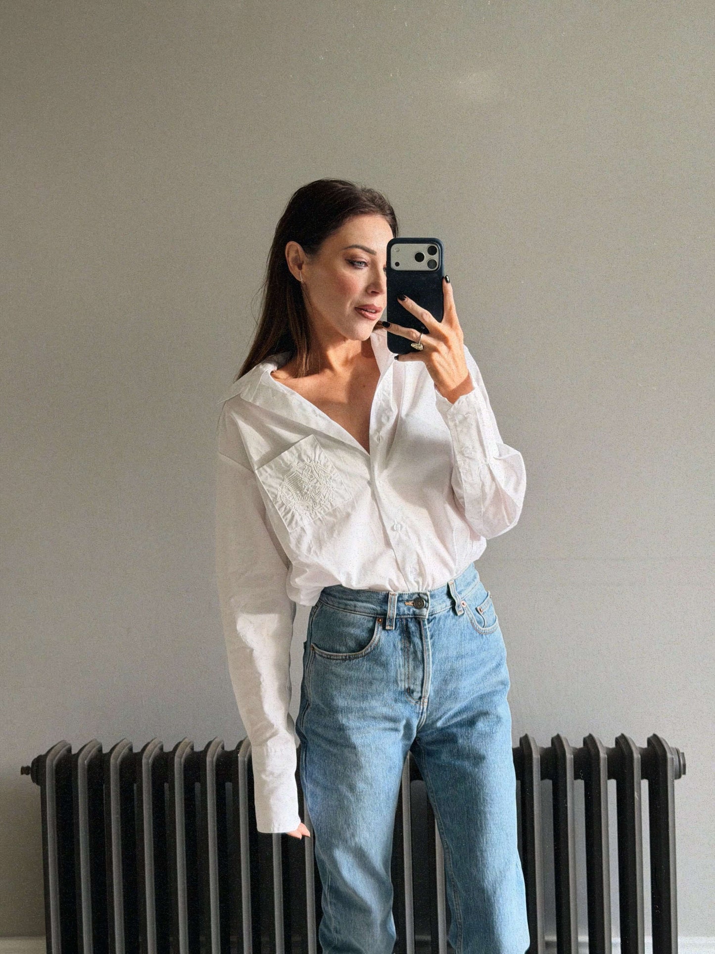 ‘EASY DOES IT’  COTTON BOX PLEAT SHIRT WHITE