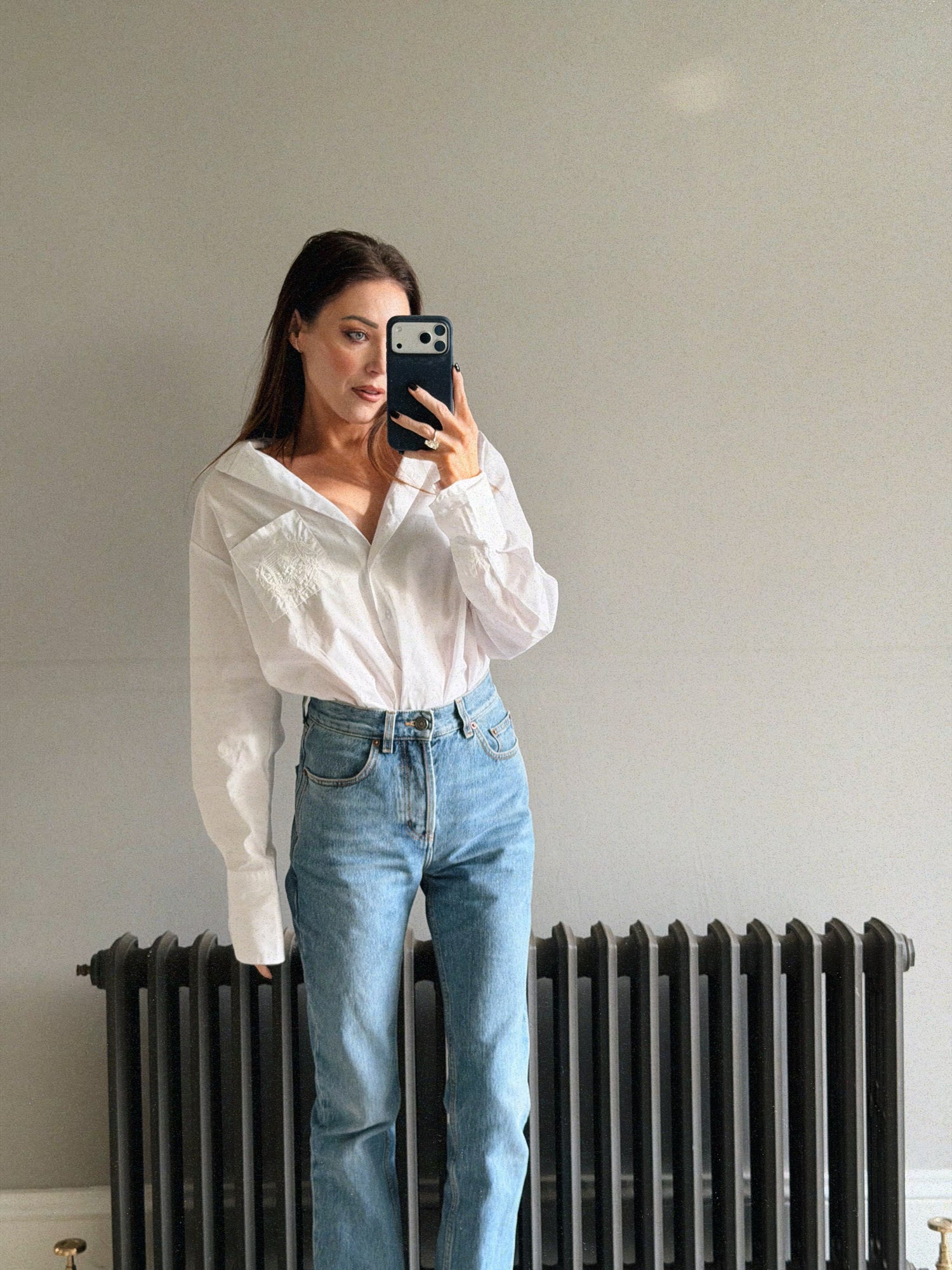 ‘EASY DOES IT’  OVERSIZED COTTON BOX PLEAT SHIRT WHITE