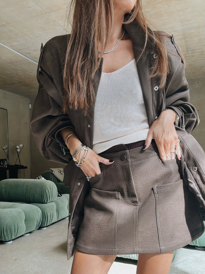 'SIENNA' FAUX LEATHER CARGO MINI SKIRT