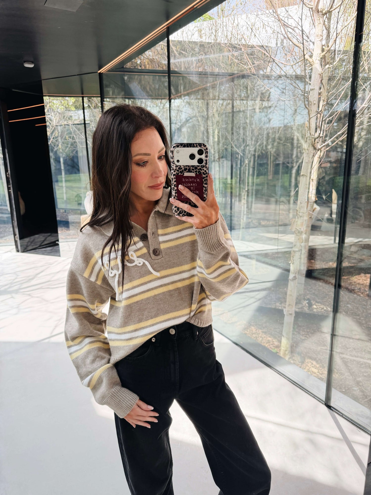 'SUKI' LAS KNITTED RUGBY TOP YELLOW MULTI