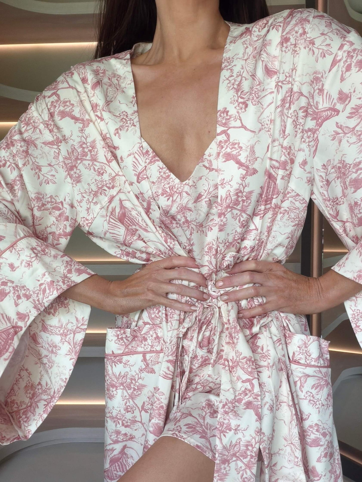 L.A-S SIGNATURE TOILE ROBE ROSE TOILE