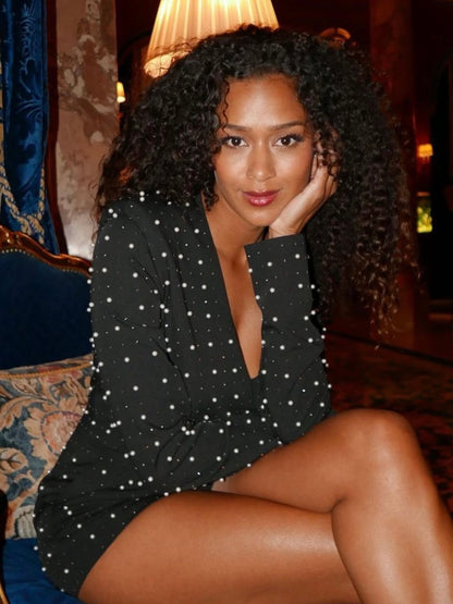 'IRIS' EMBELLISHED TAILORED PLAYSUIT BLACK