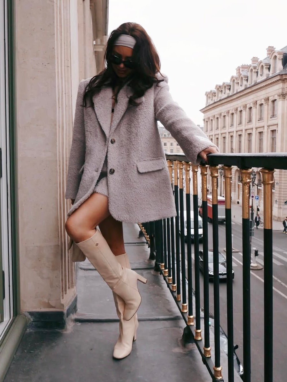 'LORIE' TEXTURED WOOL BLEND MINI SKIRT IN MINK