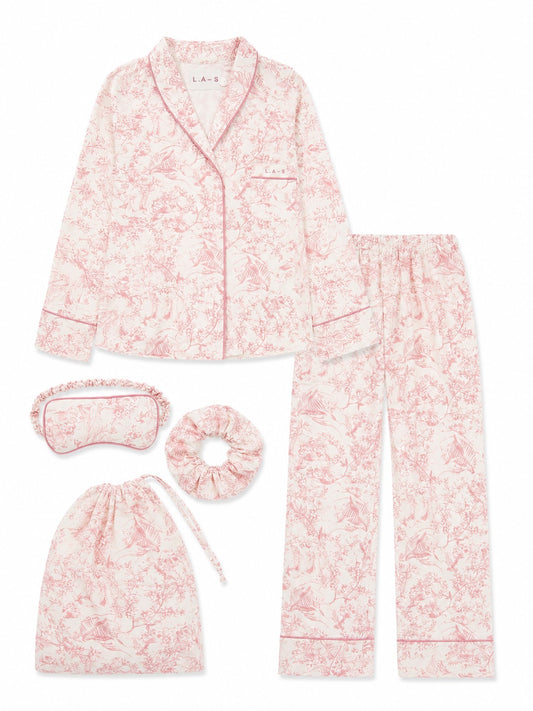 L.A-S SIGNATURE 5 PIECE NIGHTWEAR GIFT SET PINK TOILE