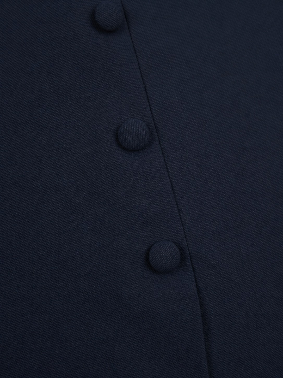 'MARILYN' EXAGGERATED SQUARE BANDEAU BUTTON DETAIL MIDI DRESS NAVY