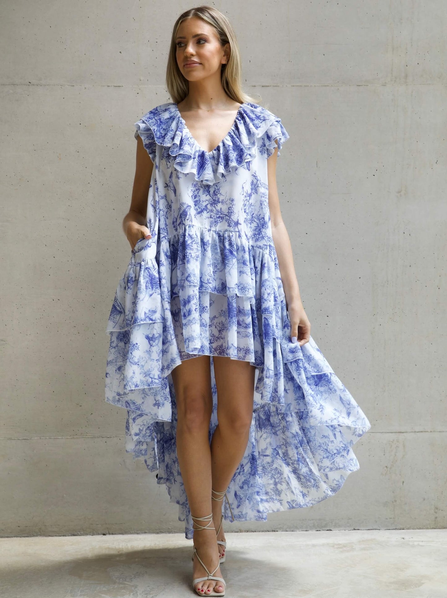 'APHRODITE' HIGH LOW HEM VOLUME DRESS TOILE