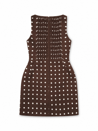 *COMING SOON* POLKA DOT BUTTON HOURGLASS MICRO MINI DRESS BROWN