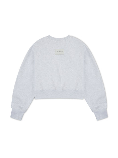 ‘COTSWOLDS' EMBROIDERED CROPPED SWEATSHIRT  LIGHT GREY MARL