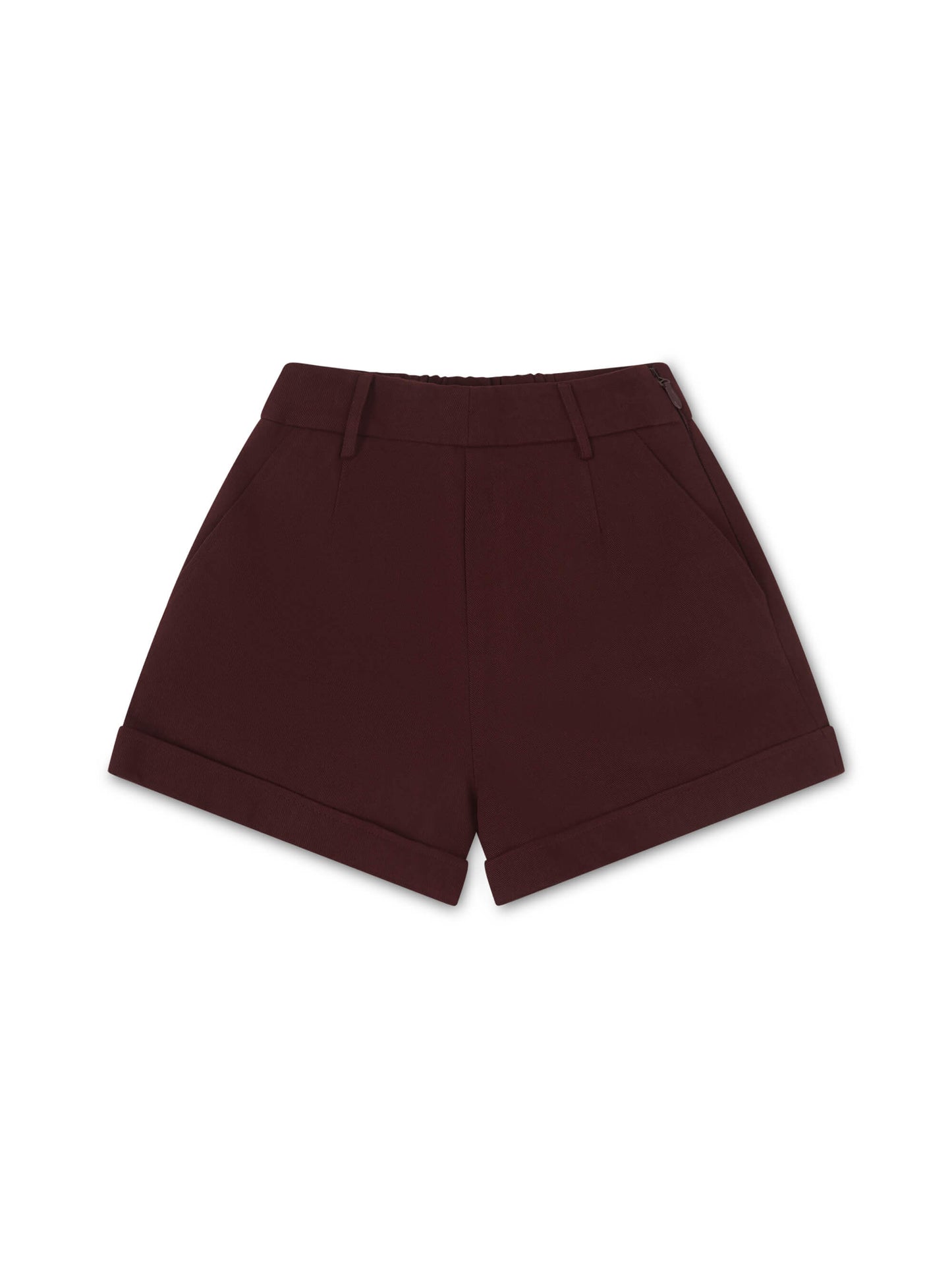 'ASTON' HIGH WAISTED TAILORED CITY SHORT BURGUNDY