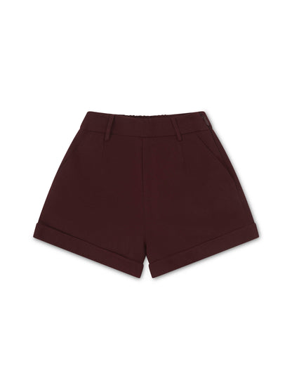'ASTON' HIGH WAISTED TAILORED CITY SHORT BURGUNDY