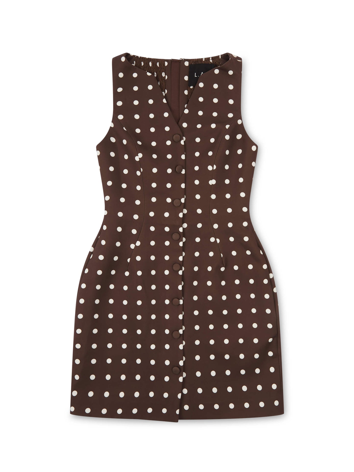 *COMING SOON* POLKA DOT BUTTON HOURGLASS MICRO MINI DRESS BROWN