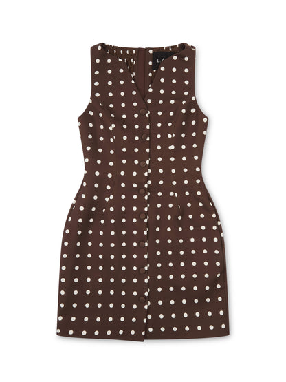 *COMING SOON* POLKA DOT BUTTON HOURGLASS MICRO MINI DRESS BROWN