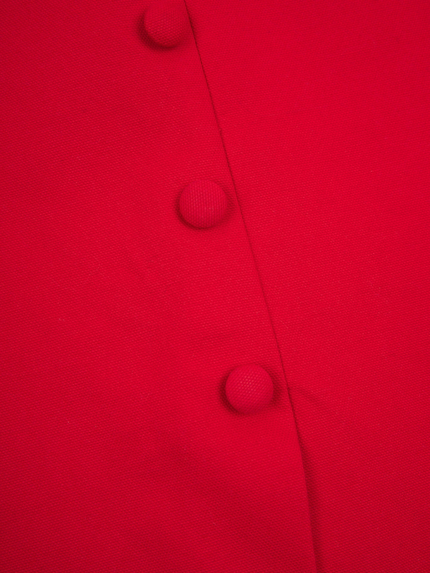 'MARILYN' EXAGGERATED SQUARE BANDEAU BUTTON DETAIL MIDI DRESS RED