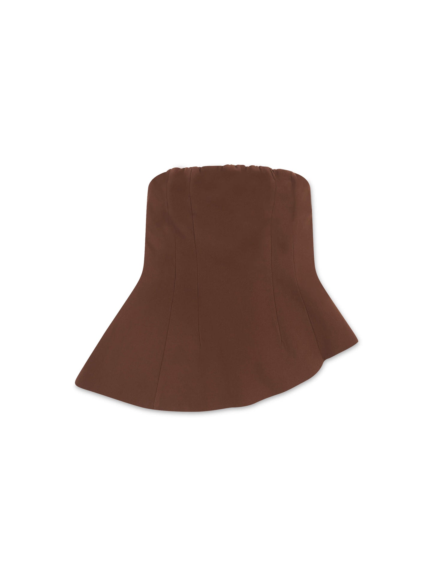 'VALENTINA' STRUCTURED BANDEAU ASYMMETRIC HEM TOP BROWN